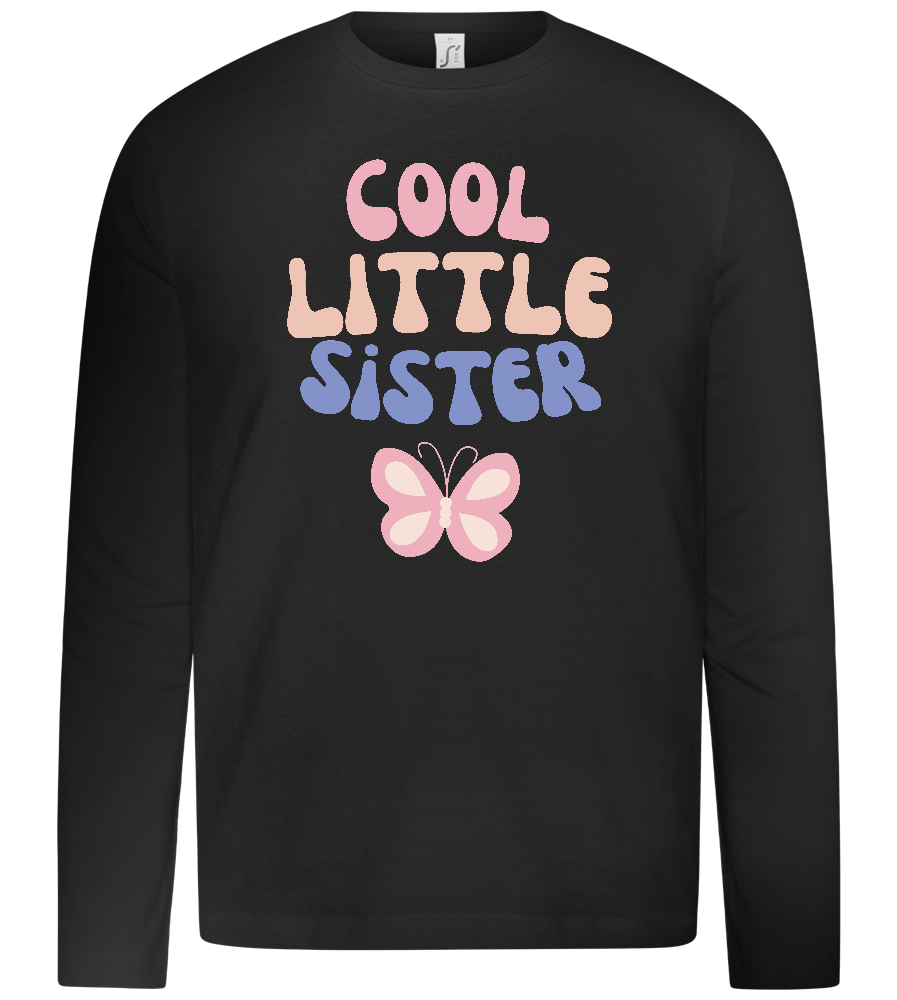 Cool Little Sister Butterfly Design - Premium kids long sleeve t-shirt_DEEP BLACK_front