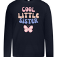 Cool Little Sister Butterfly Design - Premium kids long sleeve t-shirt_FRENCH NAVY_front