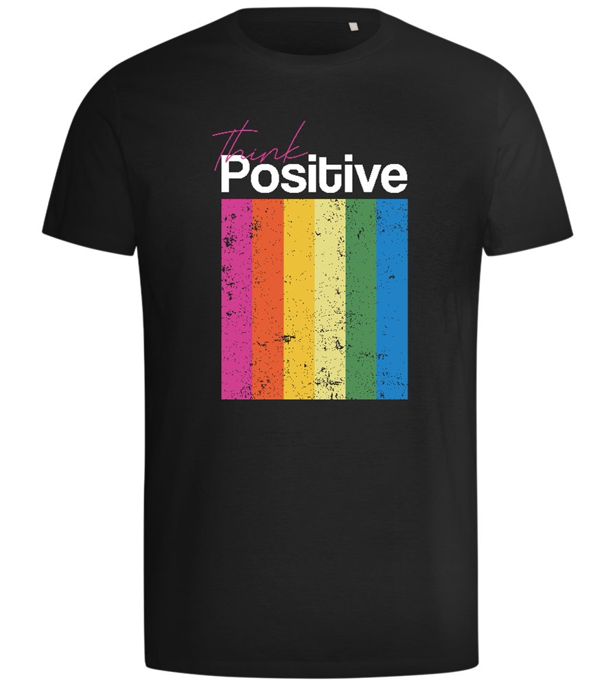 Think Positive Rainbow Design - Comfort men's t-shirt_DEEP BLACK_front