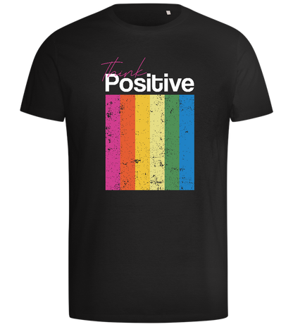 Think Positive Rainbow Design - Comfort men's t-shirt_DEEP BLACK_front