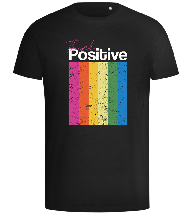 Think Positive Rainbow Design - Comfort men's t-shirt_DEEP BLACK_front