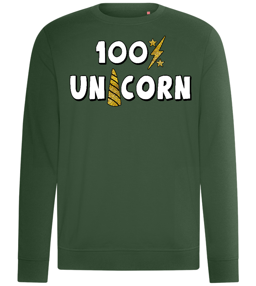 100 Percent Unicorn Design - Comfort unisex sweater_GREEN BOTTLE_front