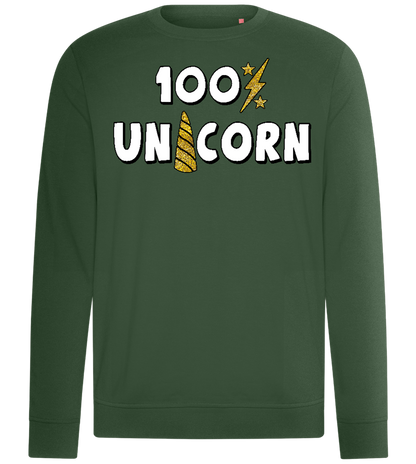 100 Percent Unicorn Design - Comfort unisex sweater_GREEN BOTTLE_front