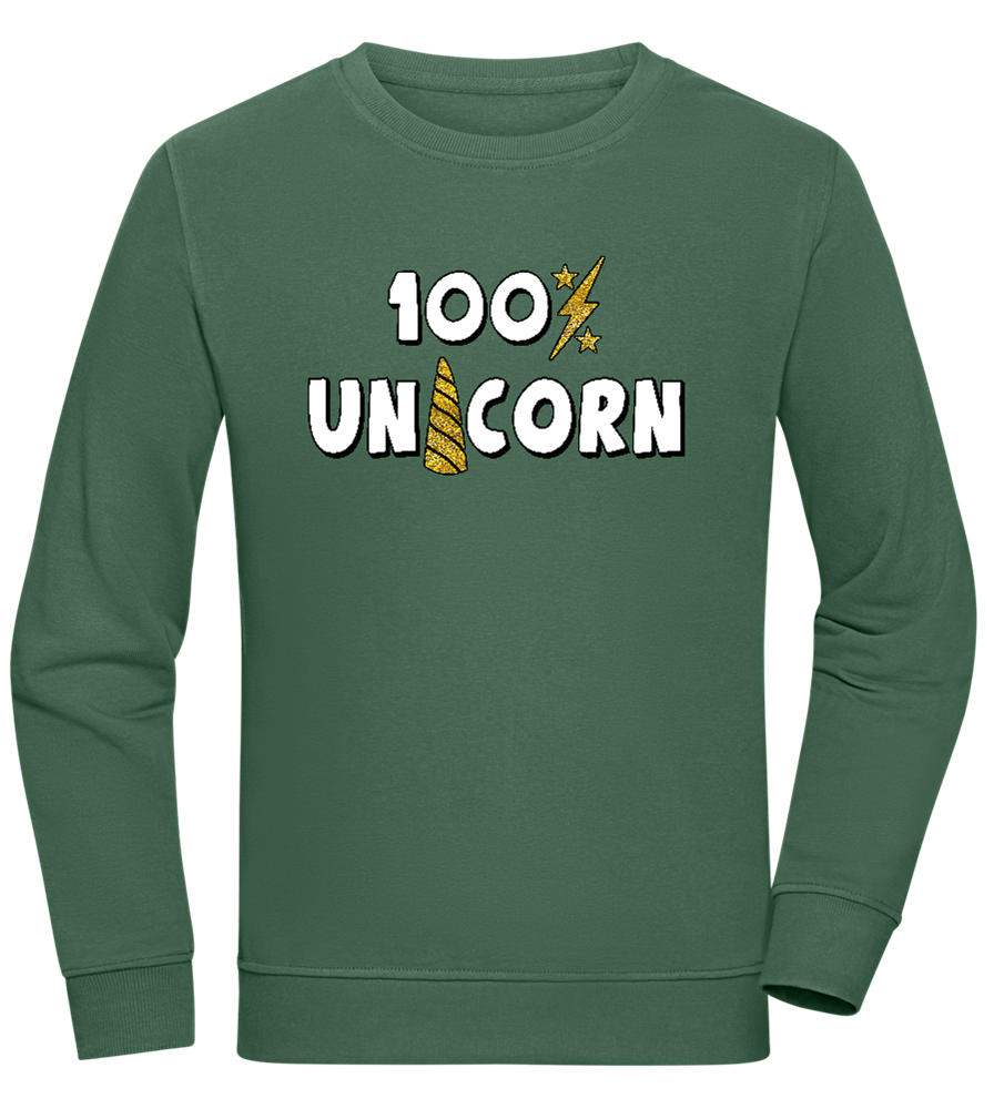 100 Percent Unicorn Design - Comfort unisex sweater_GREEN BOTTLE_front