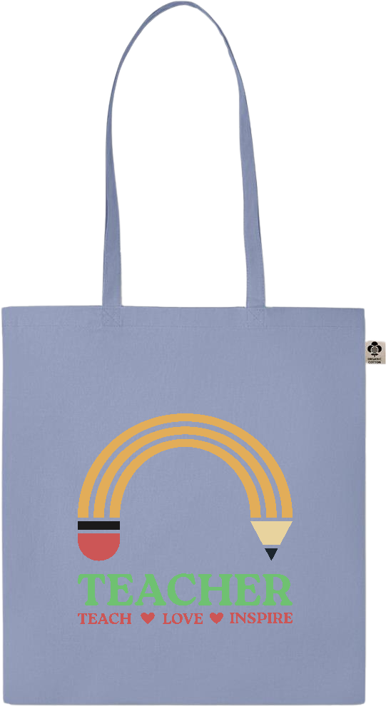 Teacher Pencil Design - Essential colored organic cotton tote bag_BABY BLUE_front