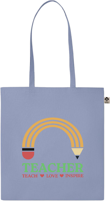 Teacher Pencil Design - Essential colored organic cotton tote bag_BABY BLUE_front