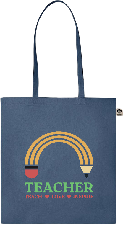 Teacher Pencil Design - Essential colored organic cotton tote bag_BLUE_front