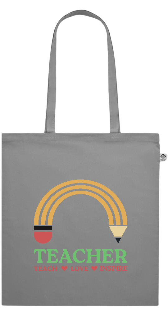 Teacher Pencil Design - Essential colored organic cotton tote bag_GREY_front