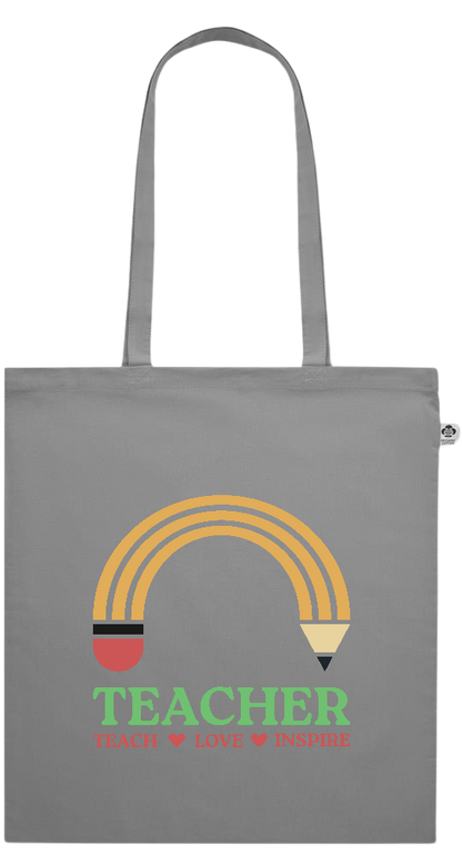 Teacher Pencil Design - Essential colored organic cotton tote bag_GREY_front