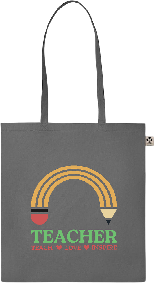 Teacher Pencil Design - Essential colored organic cotton tote bag_STONE GREY_front