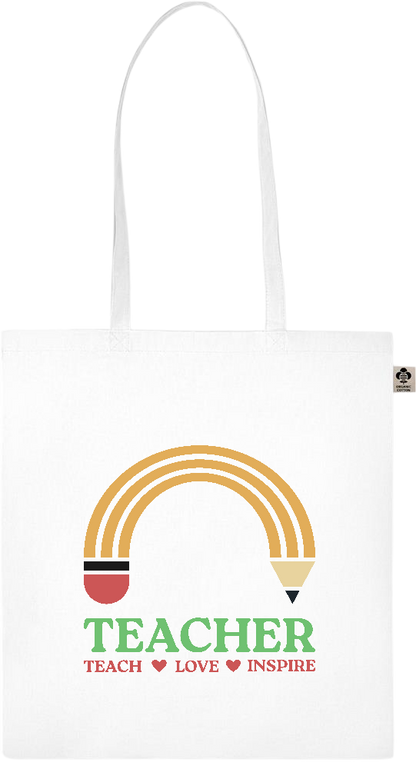 Teacher Pencil Design - Essential colored organic cotton tote bag_WHITE_front