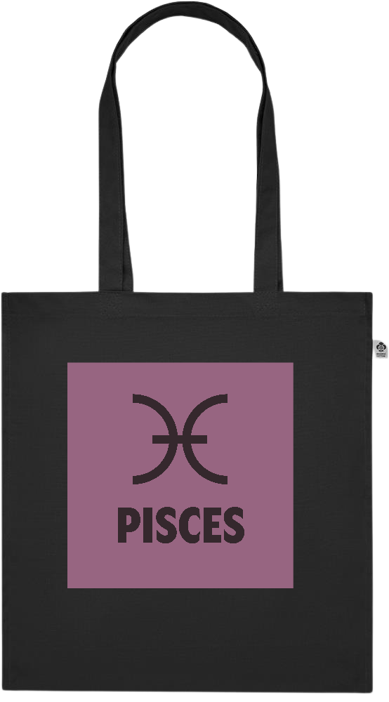 Zodiac Pisces Design - Premium colored organic cotton tote bag_BLACK_front