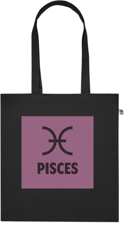 Zodiac Pisces Design - Premium colored organic cotton tote bag_BLACK_front