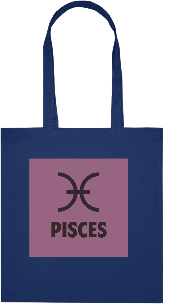 Zodiac Pisces Design - Premium colored organic cotton tote bag_BLUE_front