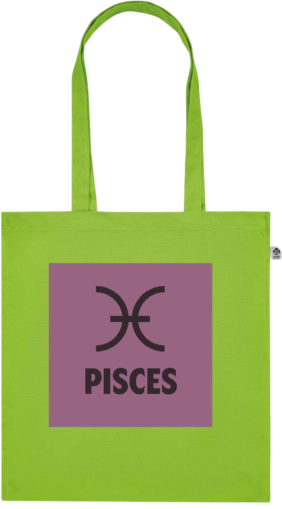 Zodiac Pisces Design - Premium colored organic cotton tote bag_LIME_front