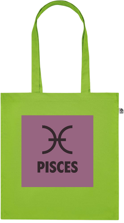 Zodiac Pisces Design - Premium colored organic cotton tote bag_LIME_front