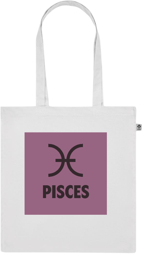 Zodiac Pisces Design - Premium colored organic cotton tote bag_WHITE_front