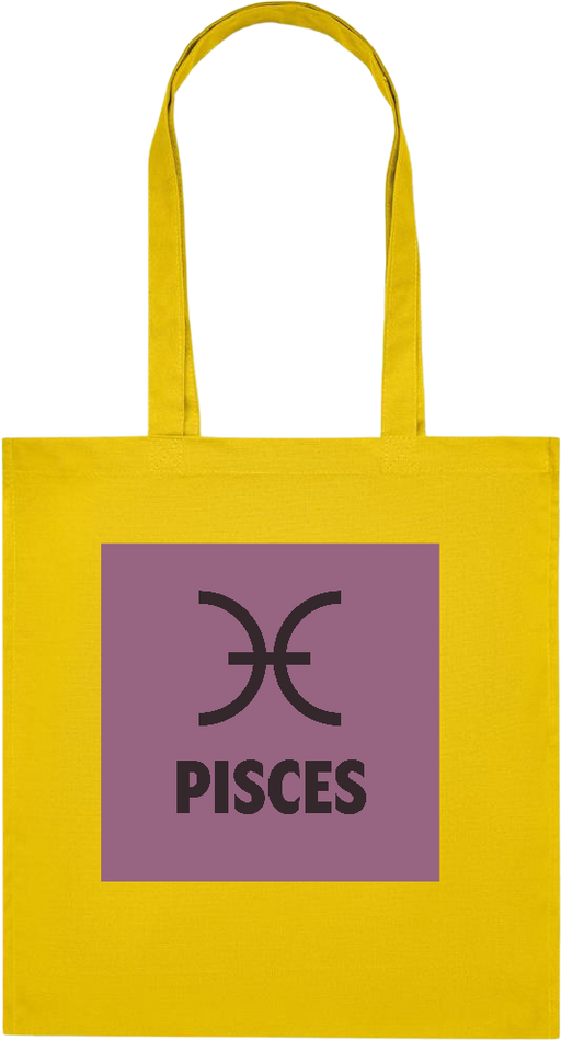 Zodiac Pisces Design - Premium colored organic cotton tote bag_YELLOW_front