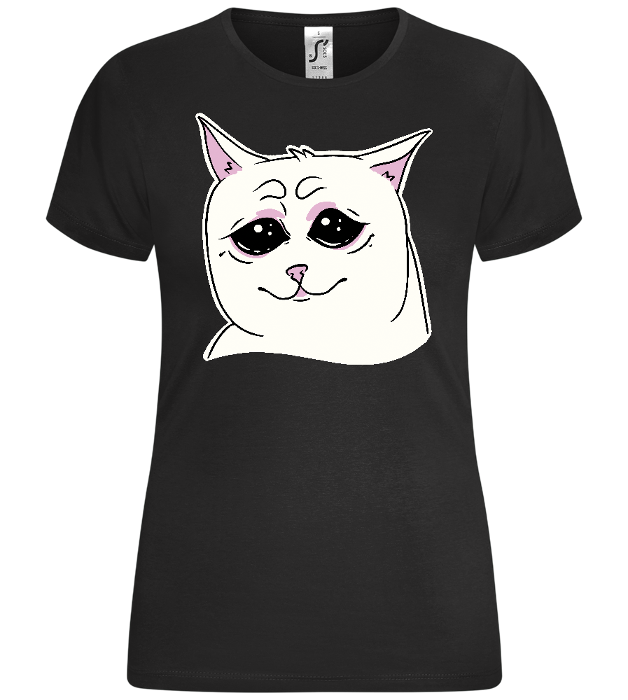 Sad Cat Design - Comfort women's t-shirt_DEEP BLACK_front