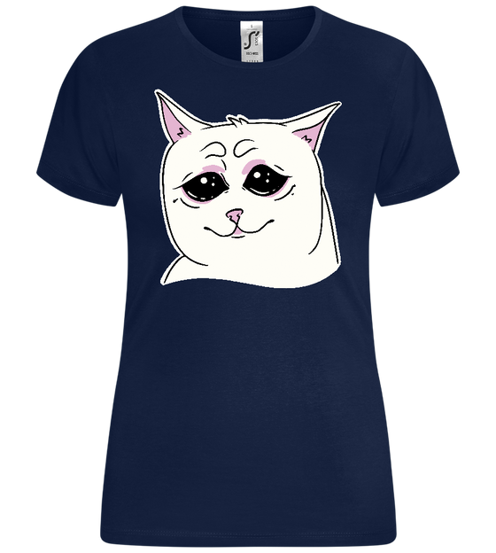 Sad Cat Design - Comfort women's t-shirt_MARINE_front