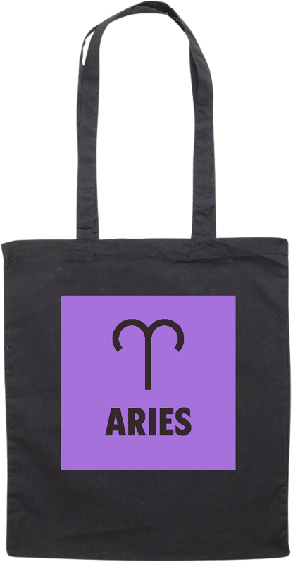 Zodiac Aries Design - Essential colored event tote bag_BLACK_front