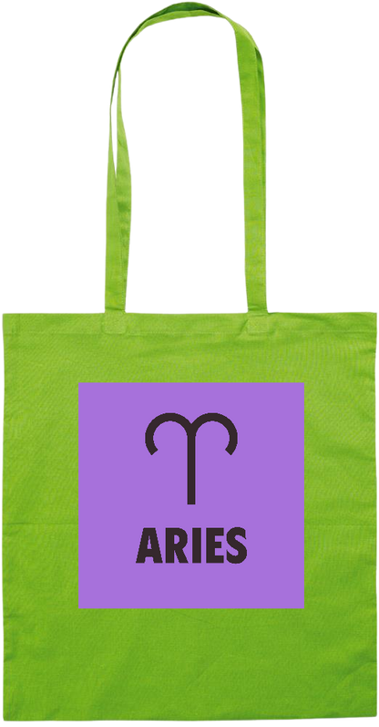 Zodiac Aries Design - Essential colored event tote bag_LIME_front