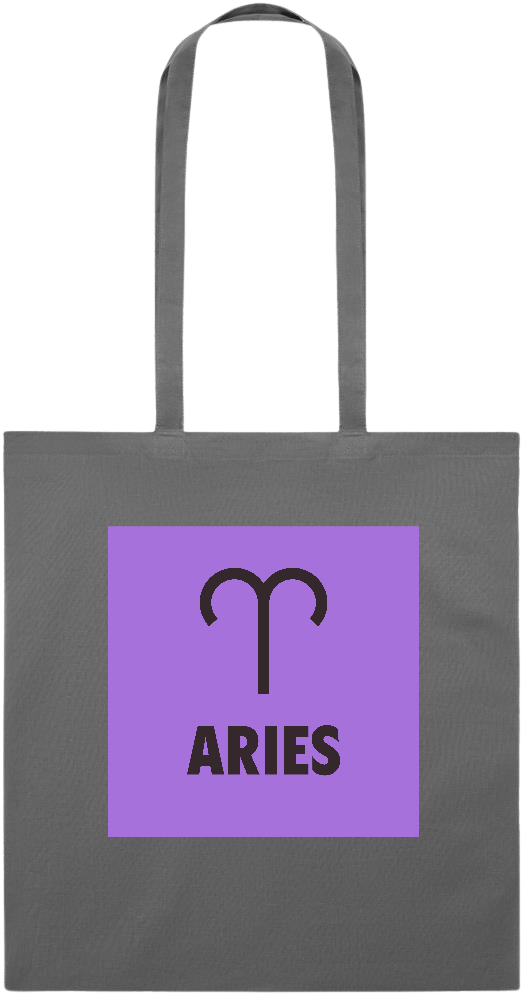 Zodiac Aries Design - Essential colored event tote bag_STONE GREY_front