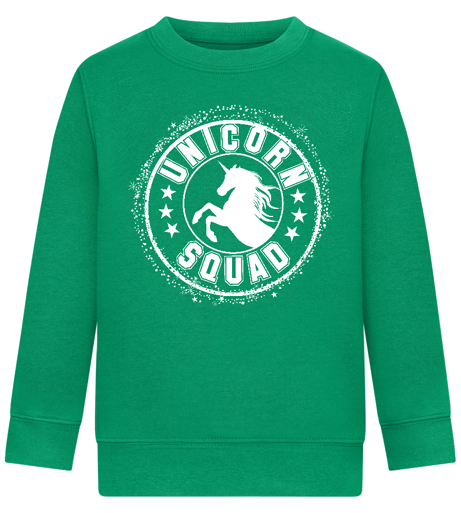 Unicorn Squad Logo Design - Comfort Kids Sweater_MEADOW GREEN_front