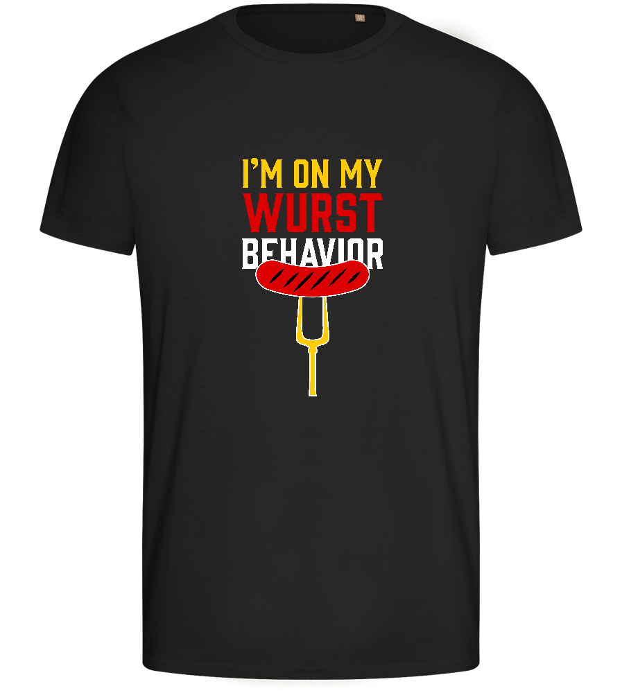 I'm On My Wurst Behaviour Design - Basic men's fitted t-shirt_DEEP BLACK_front