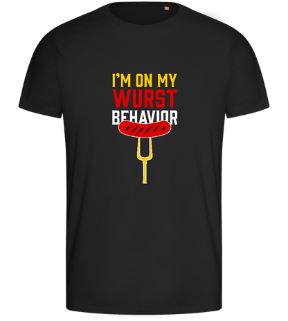 I'm On My Wurst Behaviour Design - Basic men's fitted t-shirt_DEEP BLACK_front