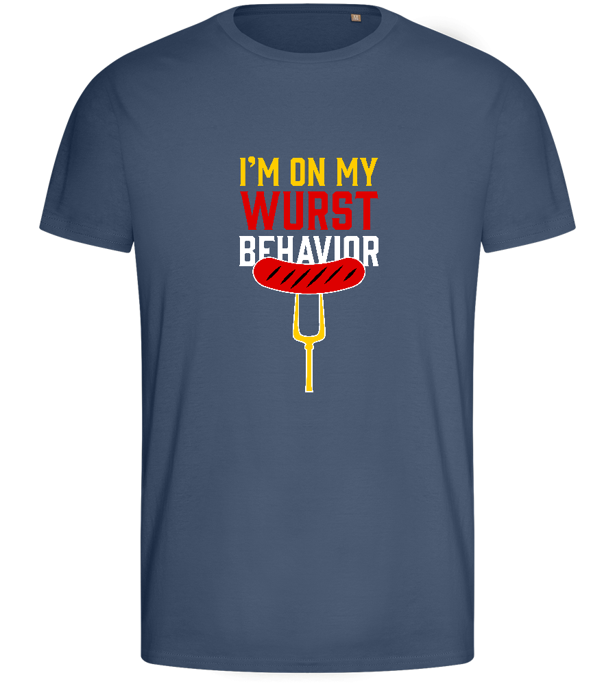 I'm On My Wurst Behaviour Design - Basic men's fitted t-shirt_DENIM_front