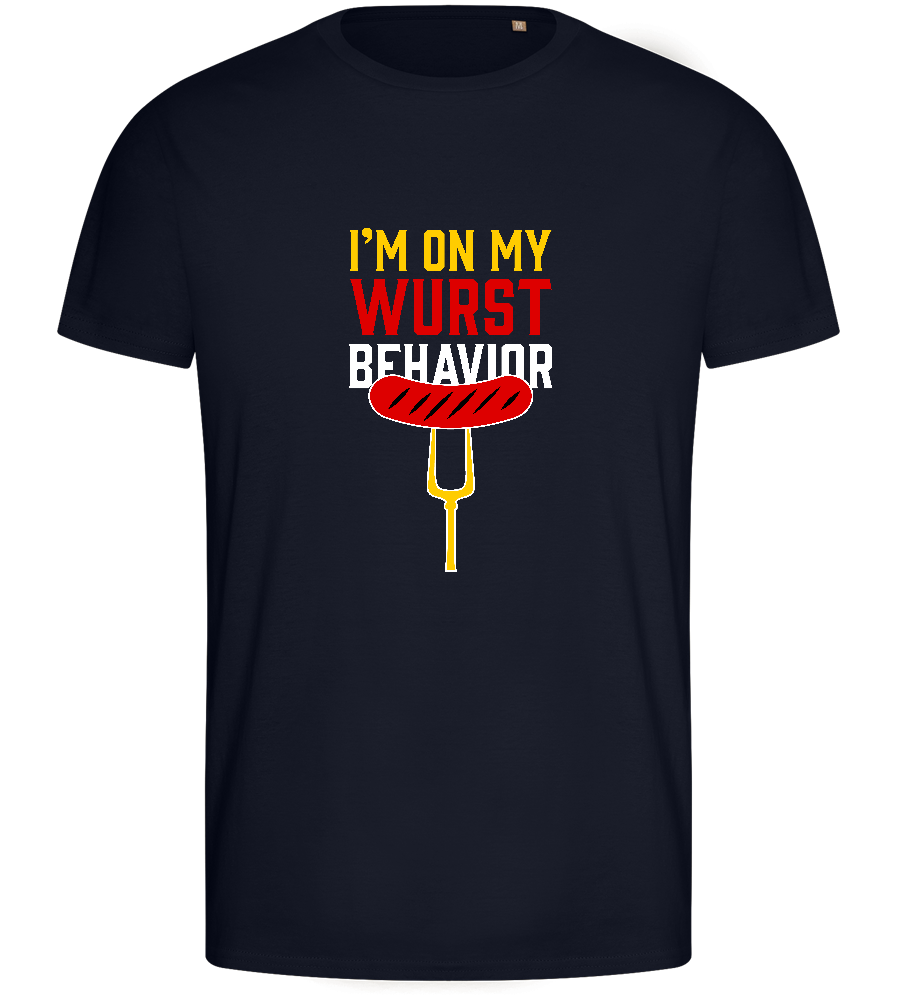 I'm On My Wurst Behaviour Design - Basic men's fitted t-shirt_FRENCH NAVY_front