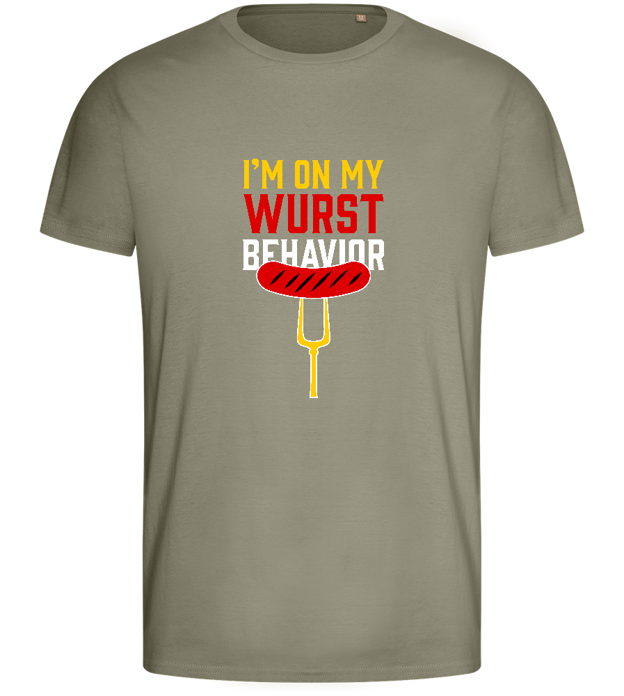 I'm On My Wurst Behaviour Design - Basic men's fitted t-shirt_KHAKI_front