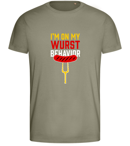 I'm On My Wurst Behaviour Design - Basic men's fitted t-shirt_KHAKI_front