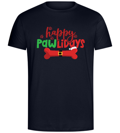 Happy Pawlidays Design - Comfort Unisex T-Shirt_FRENCH NAVY_front