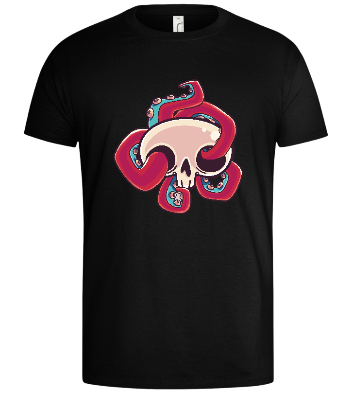 Squid Skull Design - Basic men's t-shirt_DEEP BLACK_front