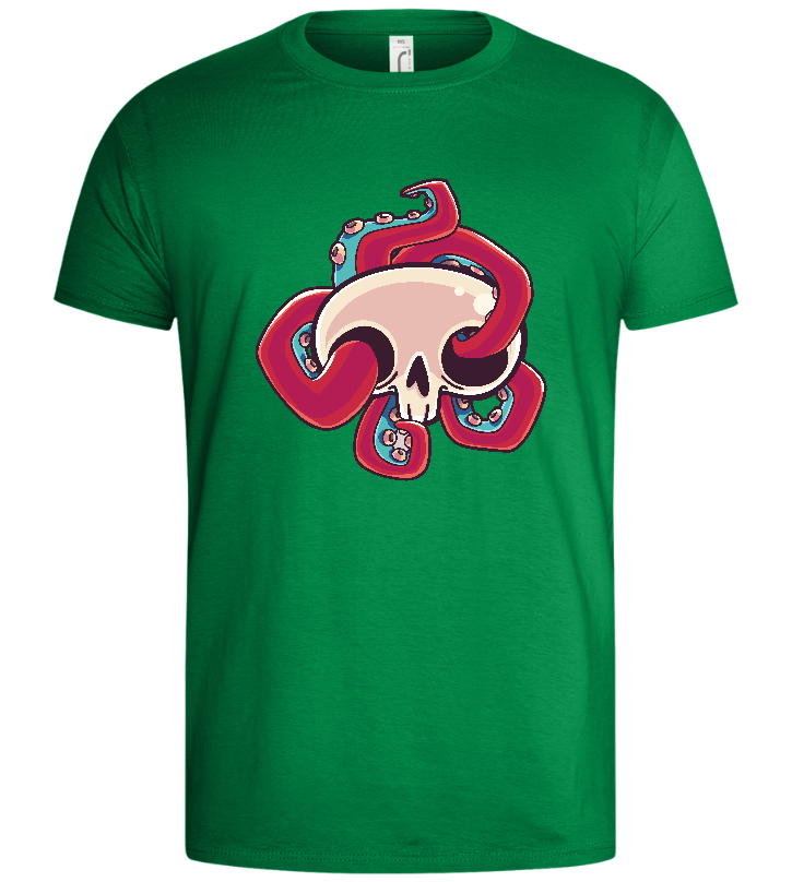 Squid Skull Design - Basic men's t-shirt_MEADOW GREEN_front