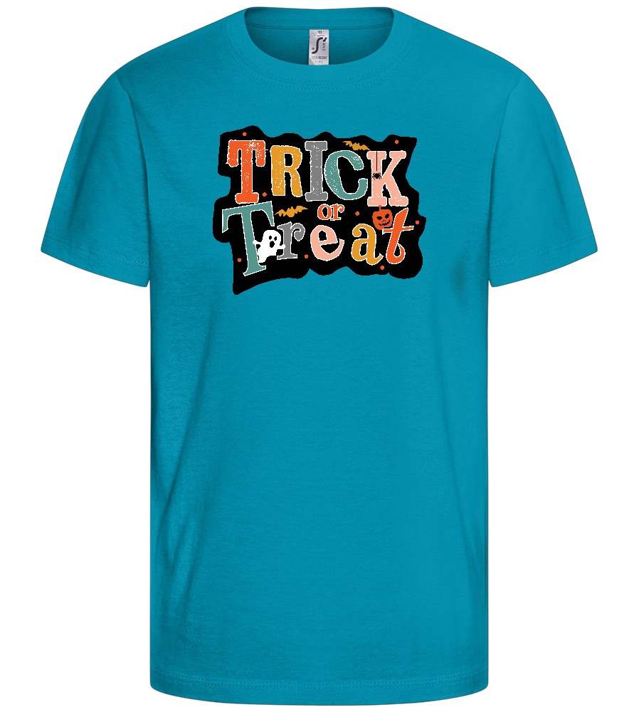 Spooky Trick or Treat Design - Basic kids t-shirt_TURQUOISE_front