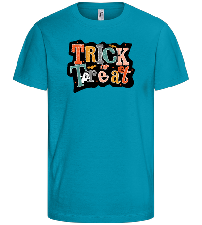 Spooky Trick or Treat Design - Basic kids t-shirt_TURQUOISE_front