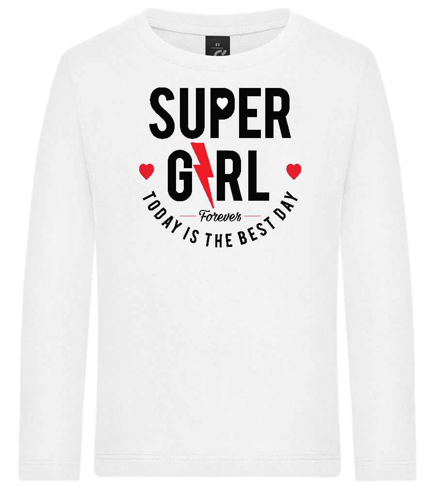 Super Girl Forever Design - Premium kids long sleeve t-shirt_WHITE_front