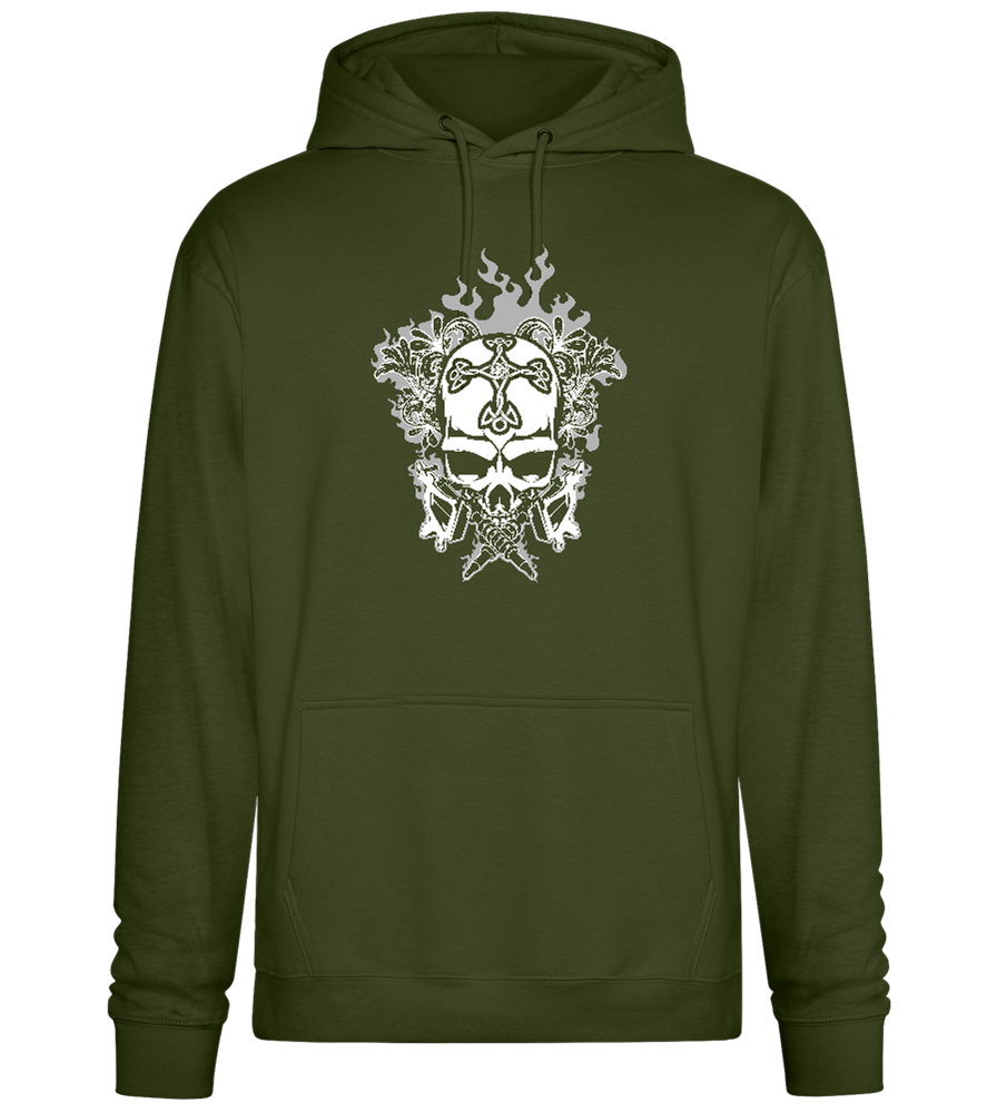 Skull With Flames Design - Premium Essential Unisex Hoodie_ARMY_front