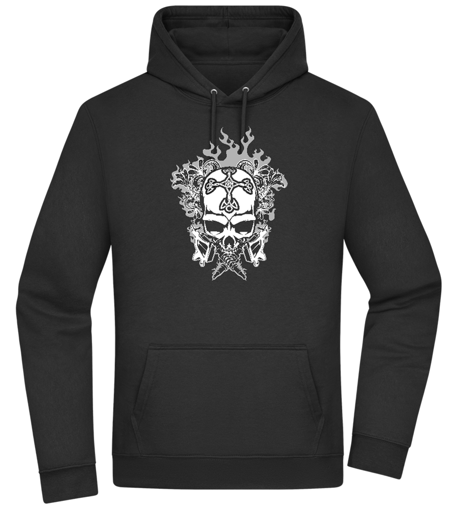 Skull With Flames Design - Premium Essential Unisex Hoodie_BLACK_front