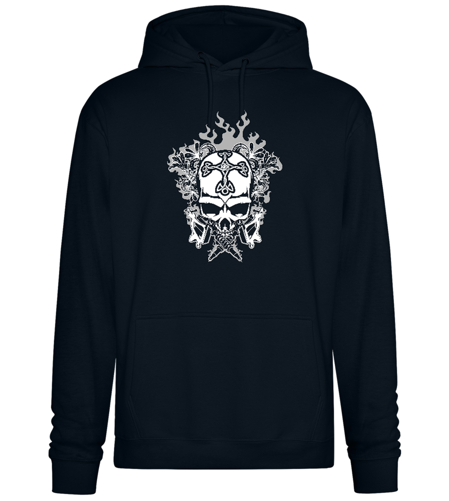 Skull With Flames Design - Premium Essential Unisex Hoodie_BLACK_front