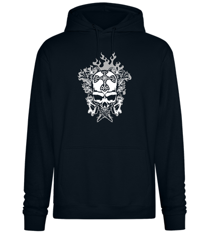 Skull With Flames Design - Premium Essential Unisex Hoodie_BLACK_front