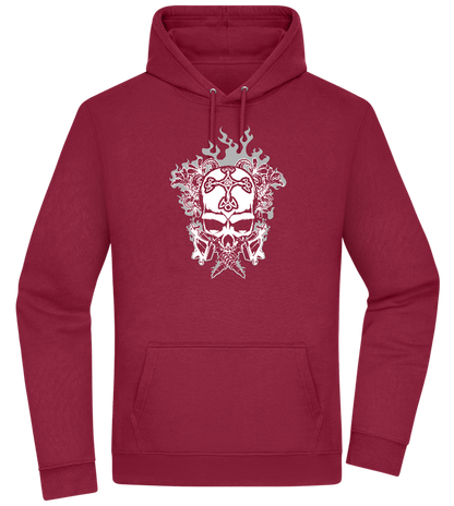 Skull With Flames Design - Premium Essential Unisex Hoodie_BORDEAUX_front