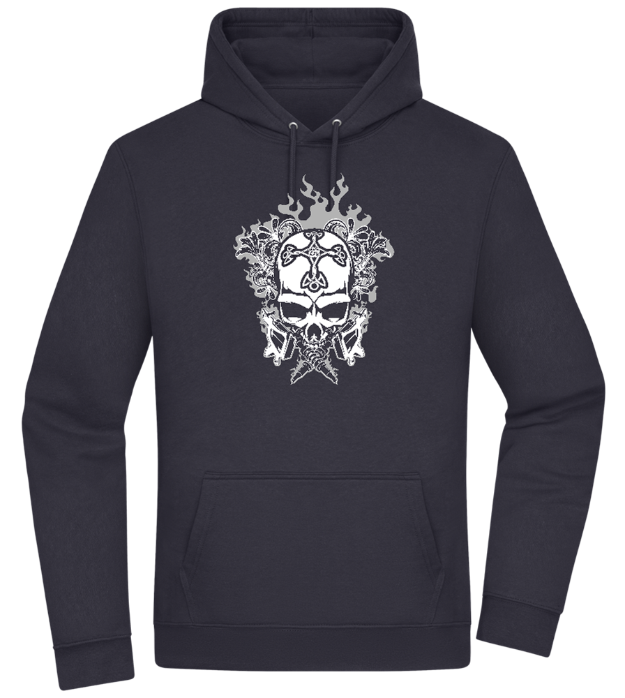 Skull With Flames Design - Premium Essential Unisex Hoodie_FRENCH NAVY_front