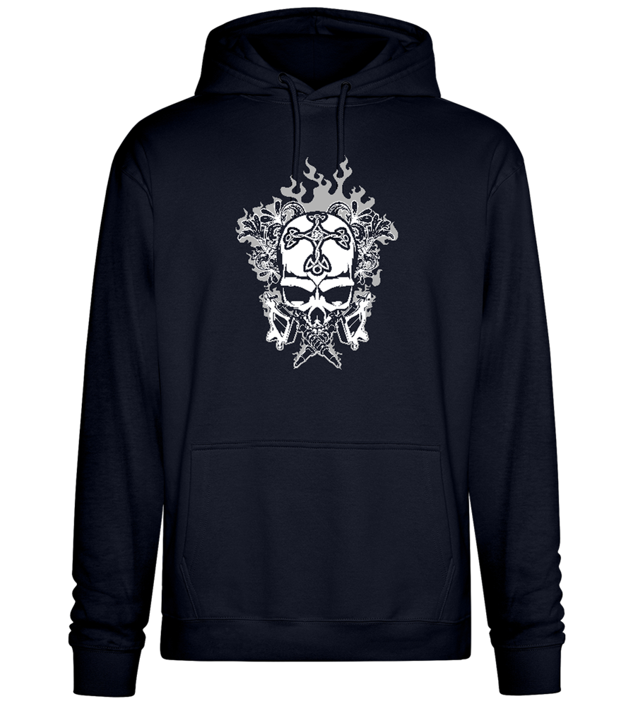 Skull With Flames Design - Premium Essential Unisex Hoodie_FRENCH NAVY_front