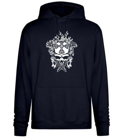 Skull With Flames Design - Premium Essential Unisex Hoodie_FRENCH NAVY_front