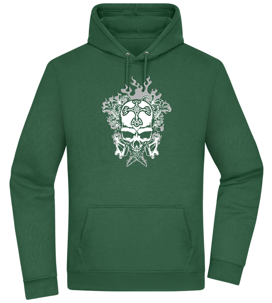 Skull With Flames Design - Premium Essential Unisex Hoodie_GREEN BOTTLE_front