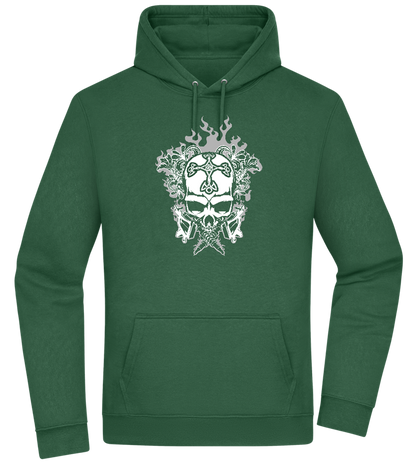 Skull With Flames Design - Premium Essential Unisex Hoodie_GREEN BOTTLE_front